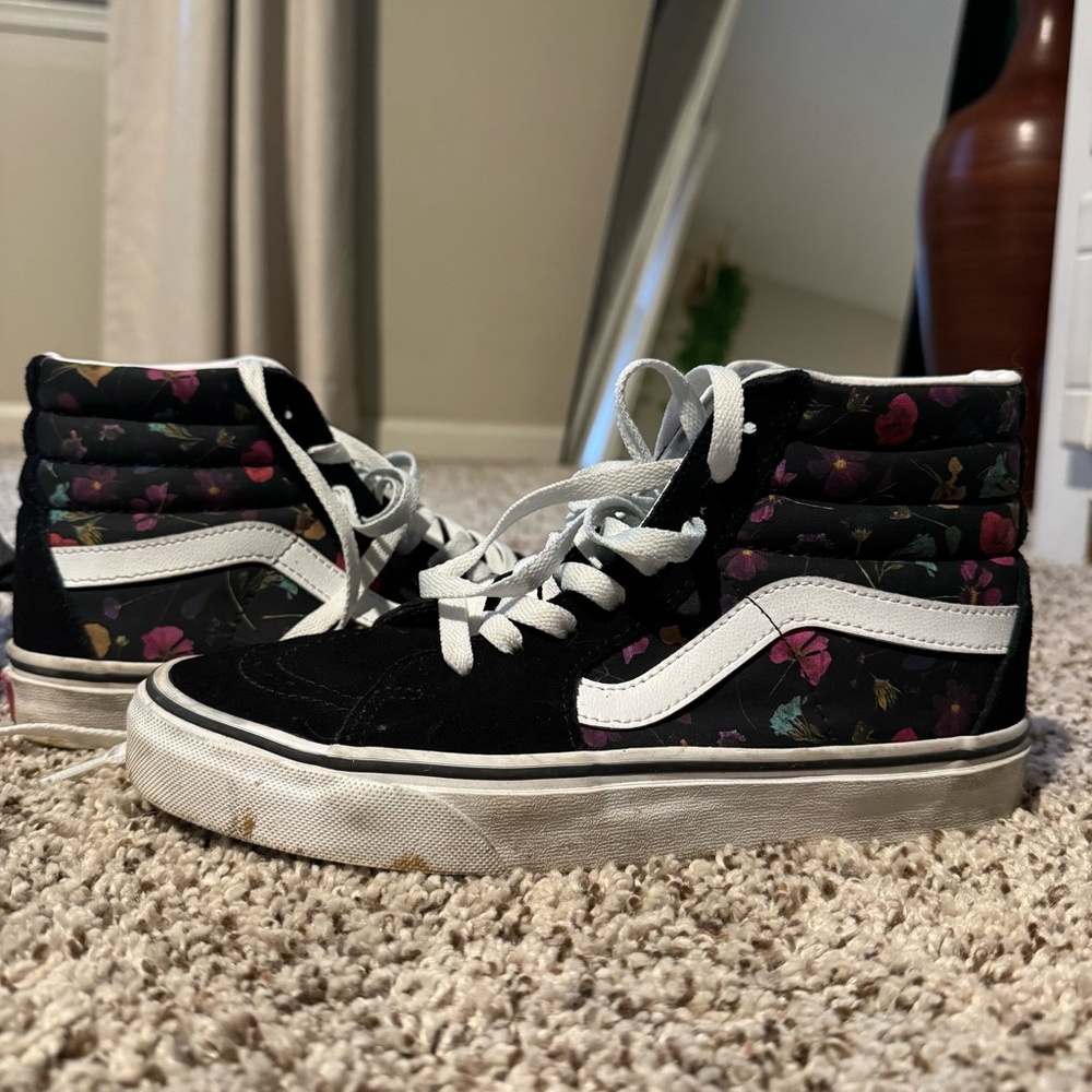 Vans Kids High-Top Sneakers Black with Floral Accents